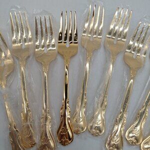 Personally Yours Gold Plated Electroplate Forks 6 1/4" Monogram “W” Lot Of 10